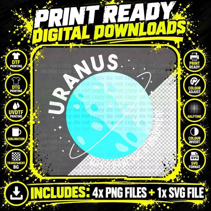 Uranus Has a Gaseous Atmosphere Gifts Astronomy Teachers Png SVG Digital Bundle