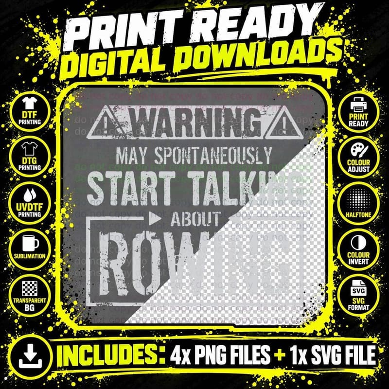 Warning May Start Talking About Rowing T-Shirt Png SVG Digital Bundle