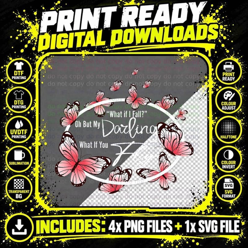 What If I Fall Oh, but My Darling What If You Fly Png SVG Digital Bundle