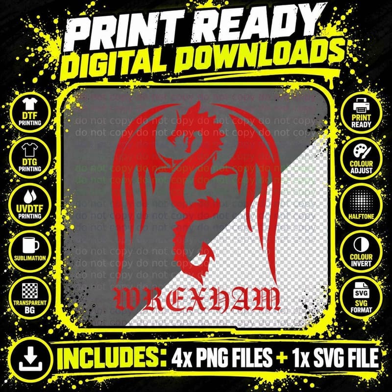 Wrexham Wales - Welsh - Wrexham, Graphic T-Shirt Png SVG Digital Bundle