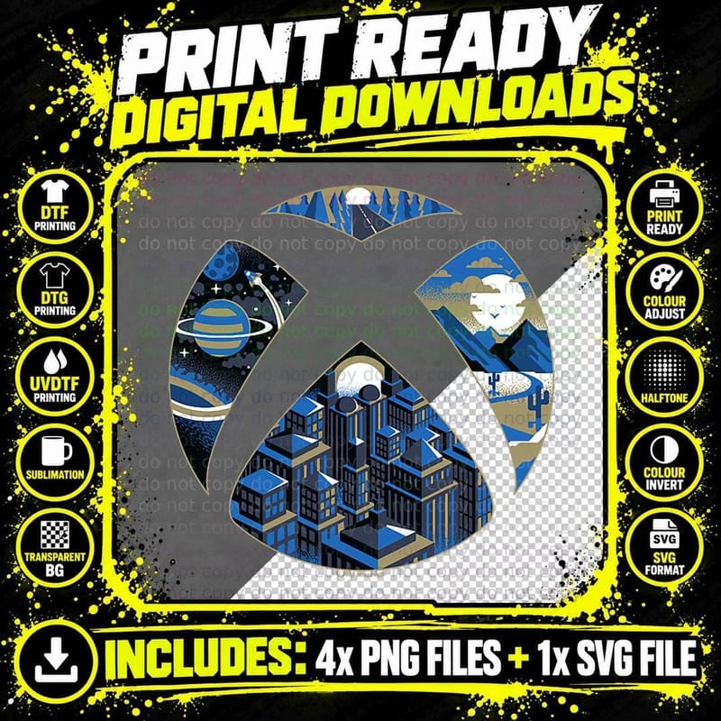 XBOX Space City T-Shirt Png SVG Digital Bundle
