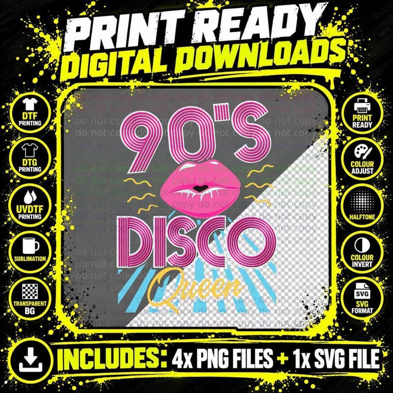90's Disco Queen T-Shirt Png SVG Digital Bundle