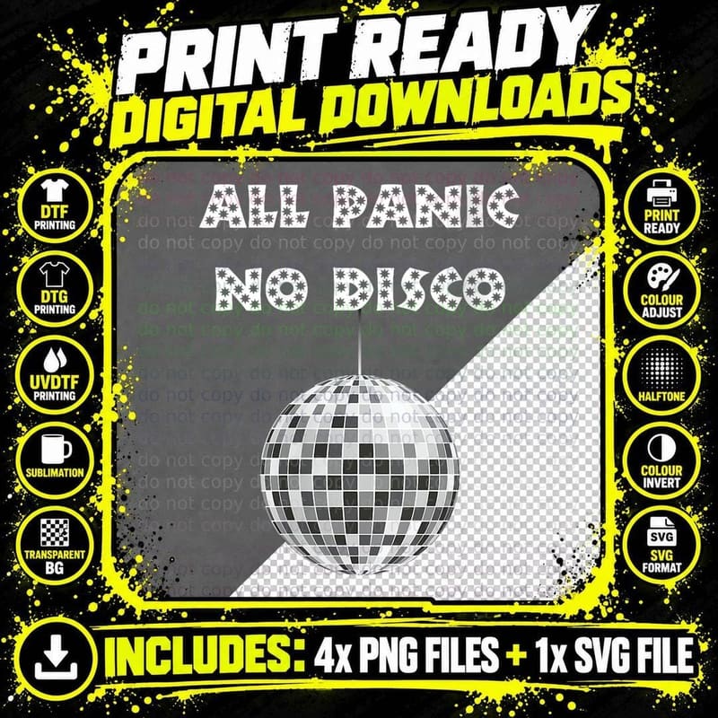 All Panic No Disco Night Dance Party Celebration T-Shirt Png SVG Digital Bundle