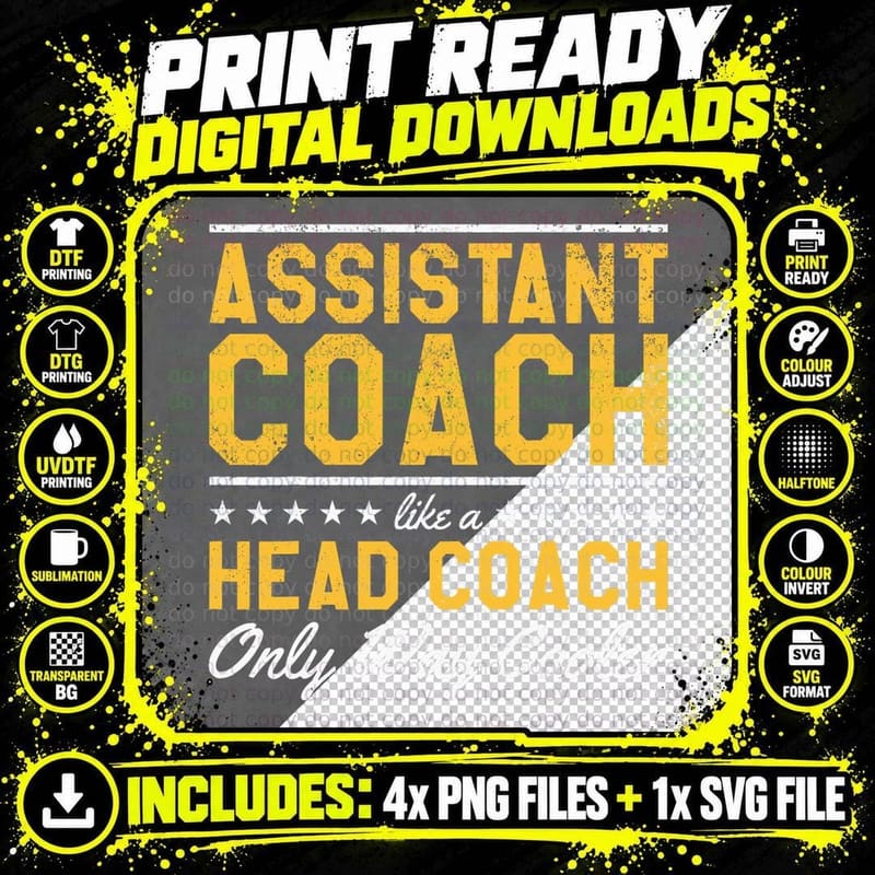 Assistant Coach Like a Head Coach Assistant Coaches Png SVG Digital Bundle