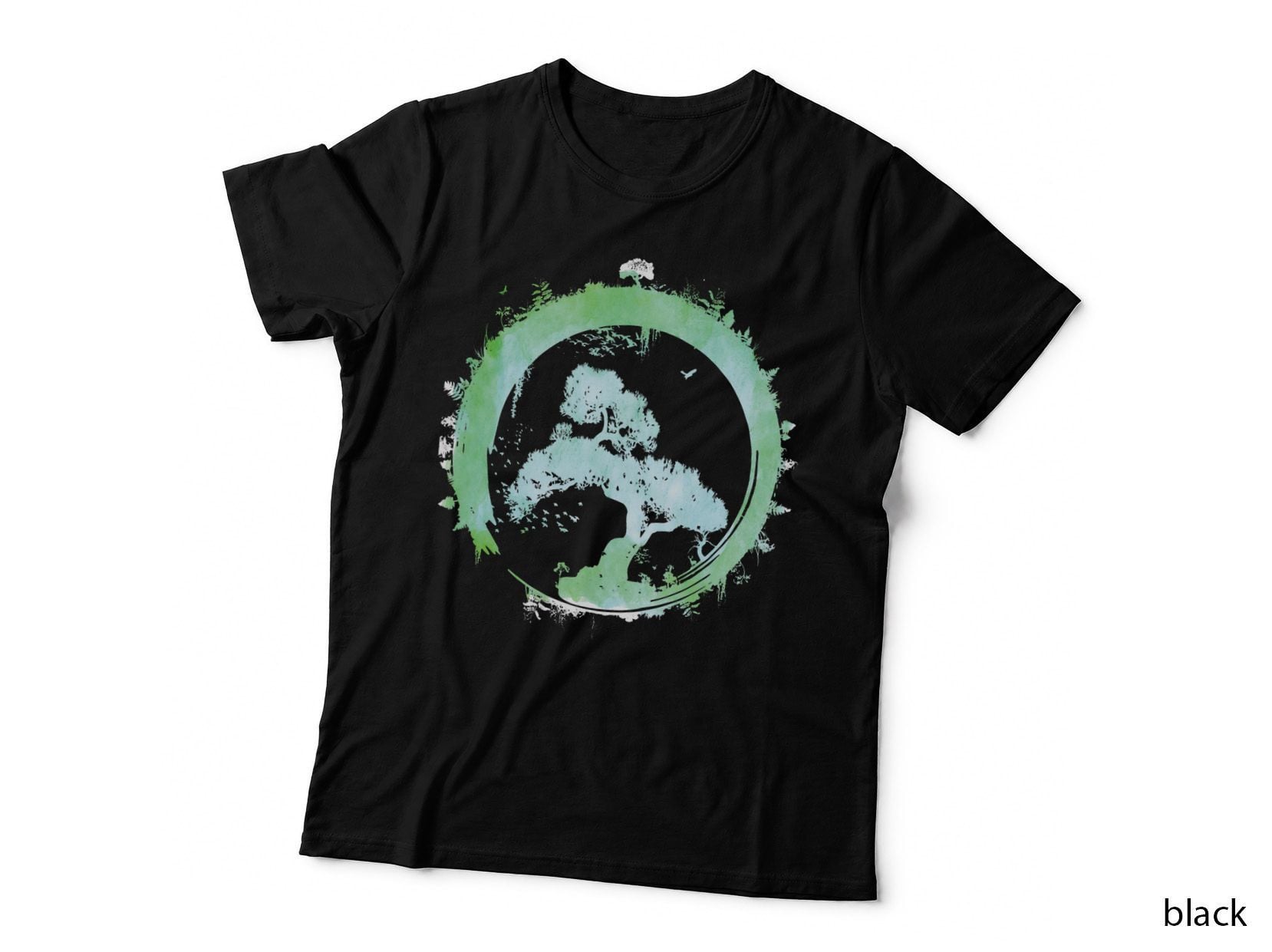 Bonsai Tree Enso Circle Zen Buddhist Caligraphy T-Shirt