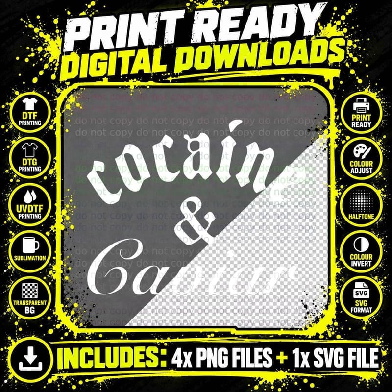 Cocaine and Caviar Coke Cocaine Pablo T-Shirt Png SVG Digital Bundle