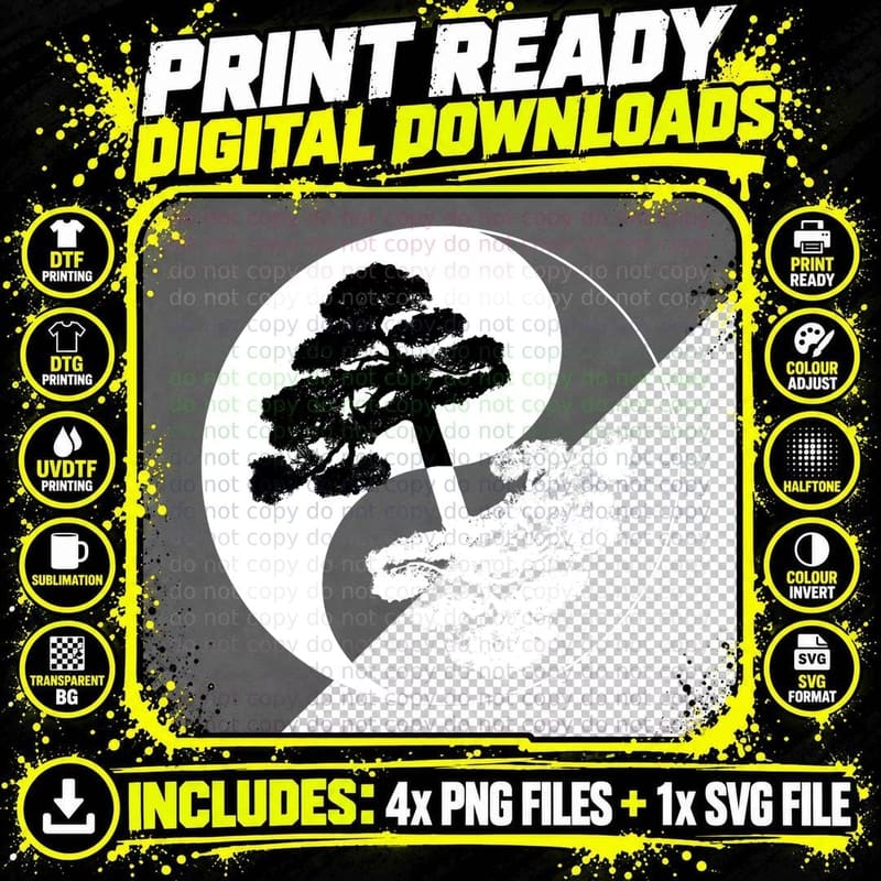 Cute Ying Yang Bonsai Lover Feng Shui Yin Yang Bonsai Png SVG Digital Bundle