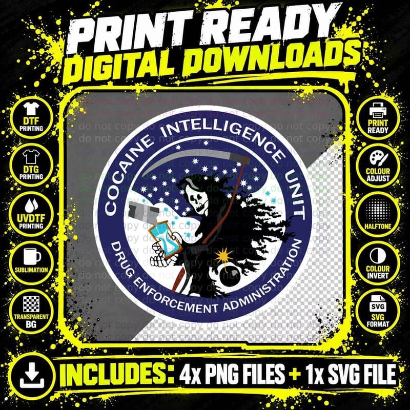 DEA Cocaine Intelligence Unit Coke Cocaine Pablo T-Shirt Png SVG Digital Bundle