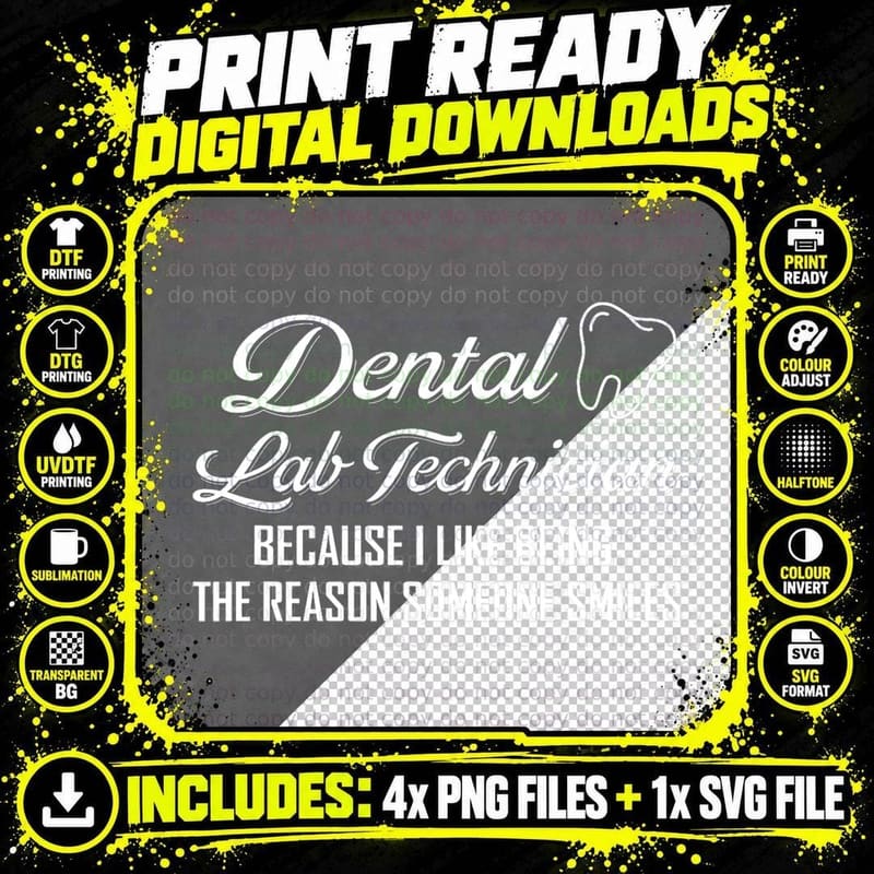 Dental Lab Technician Present Dental Hygienist Dentist Png SVG Digital Bundle