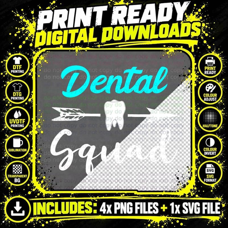 Dental Squad Dentist Team Dental Office Crew Tooth Group Png SVG Digital Bundle