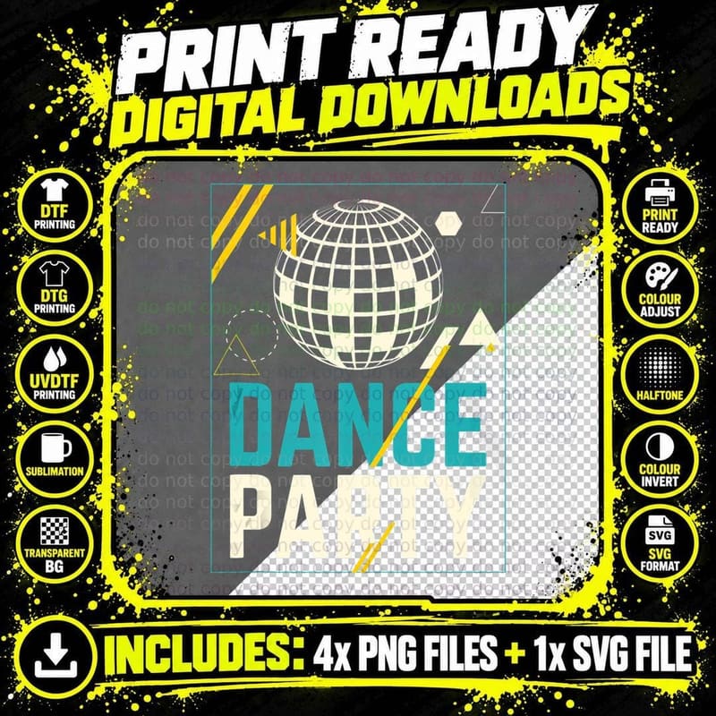 Disco Balls Dance Party 70's Nightclub Party Disco Png SVG Digital Bundle