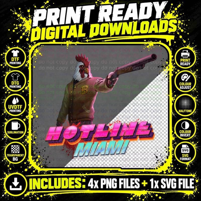 Hotline Miami- Jacket Coke Cocaine Pablo T-Shirt Png SVG Digital Bundle