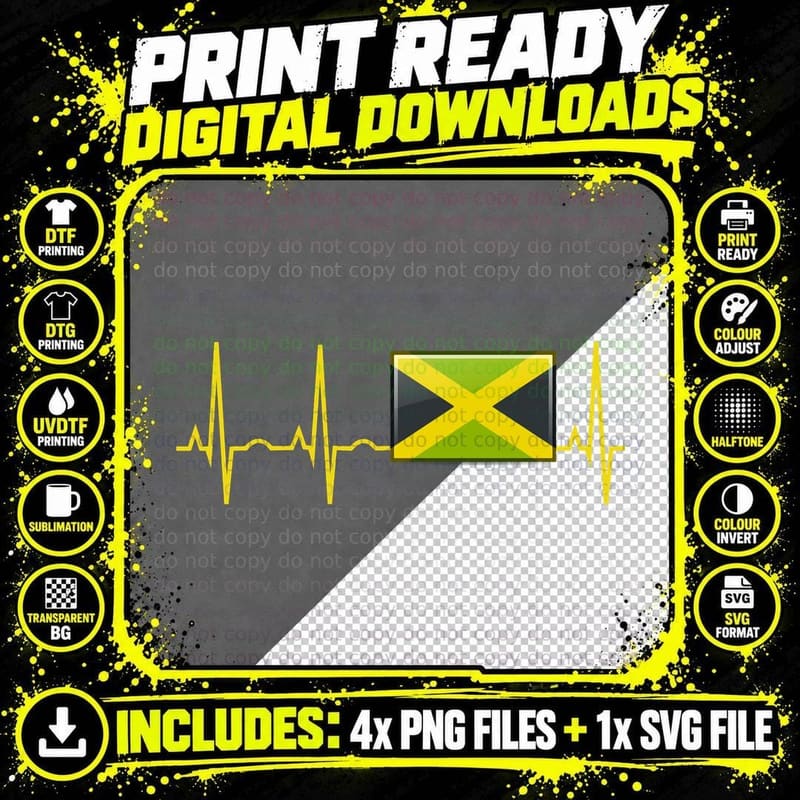 Jamaica Hoodie - Jamaican Heartbeat Hooded T-Shirt Png SVG Digital Bundle