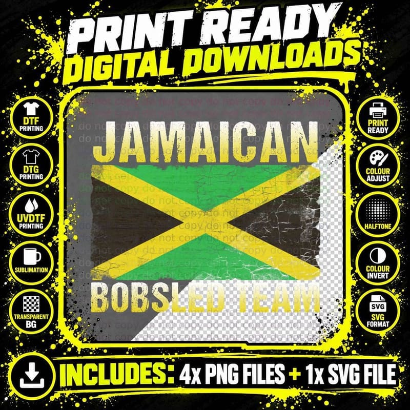 Jamaican Bobsled Team Hoodiejamaica Flag T-Shirt Png SVG Digital Bundle