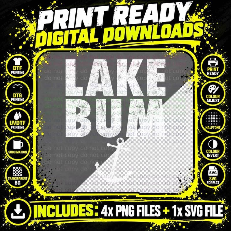 Lake Bum Boat Anchor Hoodie T-Shirt Png SVG Digital Bundle