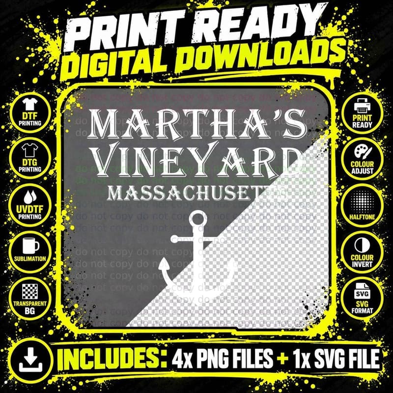 Martha's Vineyard Hoodie Massachusetts Hooded T-Shirt Png SVG Digital Bundle