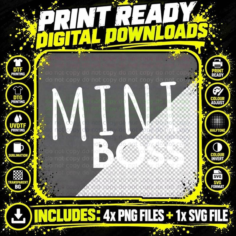 Mini Boss Hoodie T-Shirt Png SVG Digital Bundle