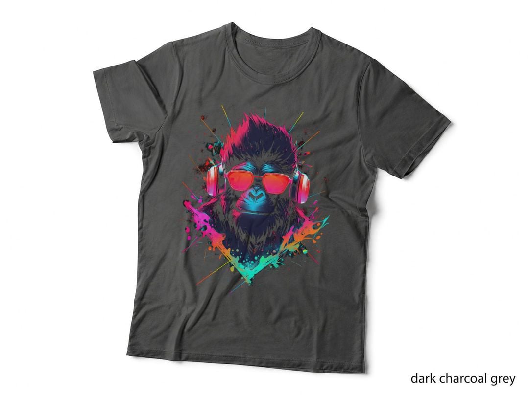 Monkey DJ with Headphones and Sunglasses Disco T-Shirt