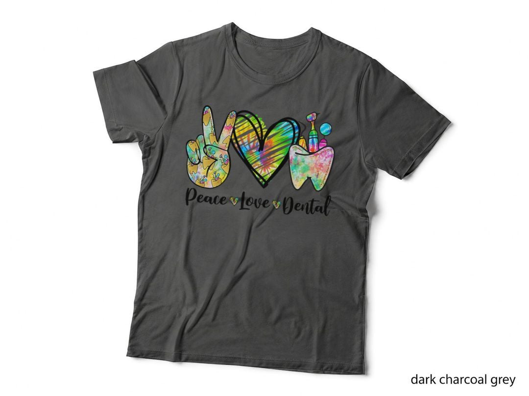 Peace Love Dental Tie Dye Heart Th Cute Dentist T-Shirt