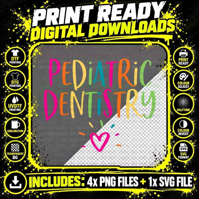 Pediatric Dentistry Gift for Staff Matching Team Dentist Png SVG Digital Bundle