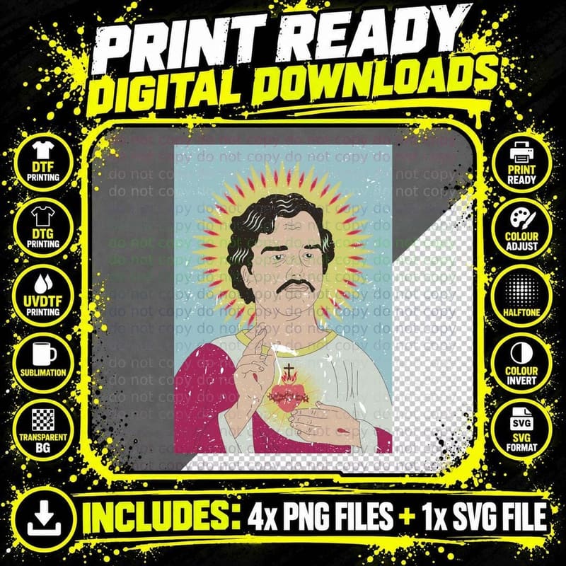 Saint Pablo Escobar Coke Cocaine Pablo T-Shirt Png SVG Digital Bundle