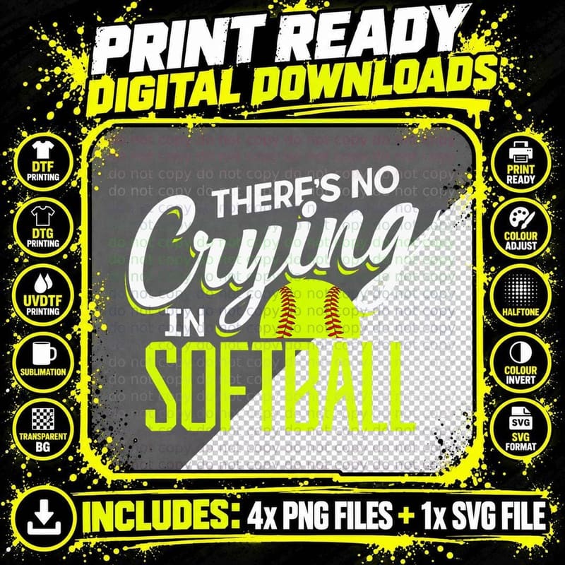 There's No Crying in Softball Coaches No Crying in Png SVG Digital Bundle