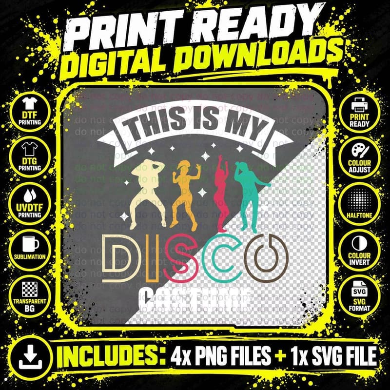 This Is My Disco Costume 1970s Outfit 70's Style Design Png SVG Digital Bundle