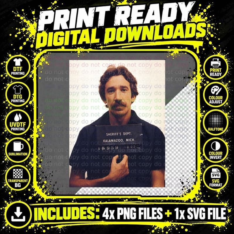 Tim Allen Mugshot Coke Cocaine Pablo T-Shirt Png SVG Digital Bundle