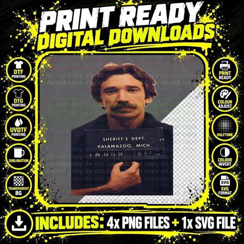 Tim Allen Mugshot, Cool Funny Unique Design Gift T-Shirt Png SVG Digital Bundle