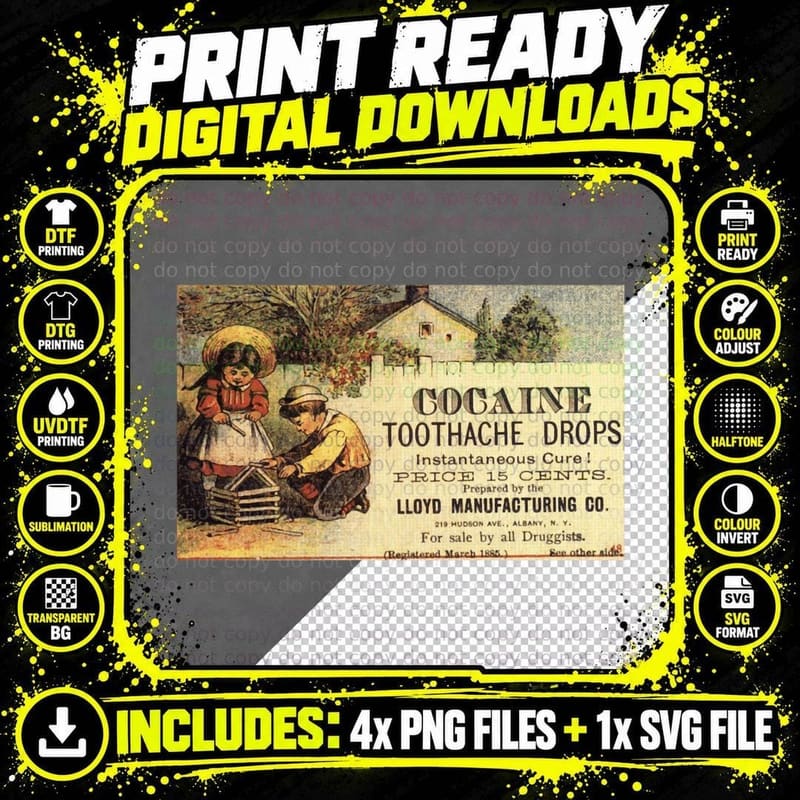 Toothache Drops Cocaine Coke Pablo Png SVG Digital Bundle