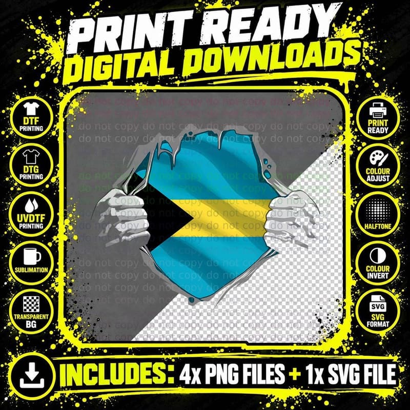 Bahamas Tshirt Super Bahamian Flag Bahamas Independence Png SVG Digital Bundle