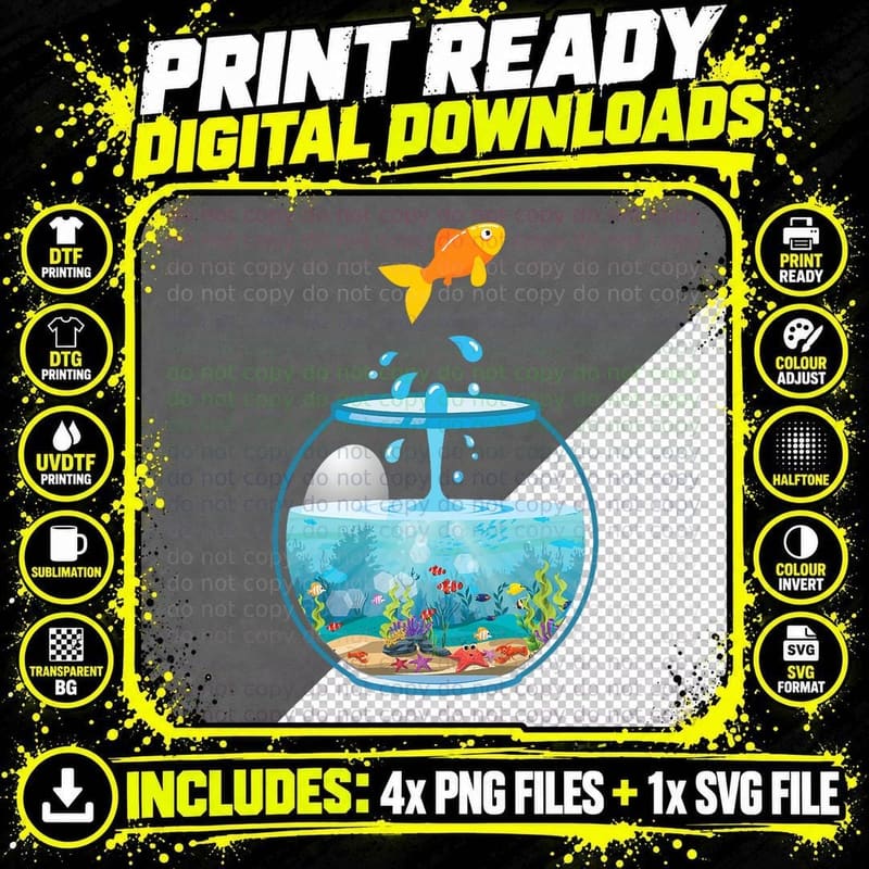 Cool Fishkeeper Aquarist Goldfish Fish Bowl T-Shirt Png SVG Digital Bundle
