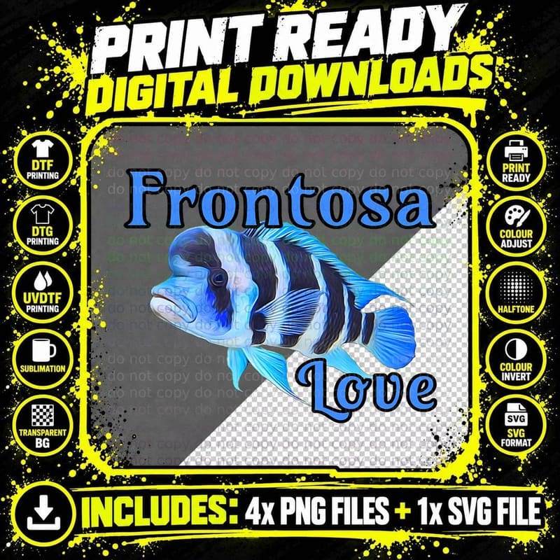 Frontosa Cichlid Love Aquarium Fish Tank Owners Gift Png SVG Digital Bundle