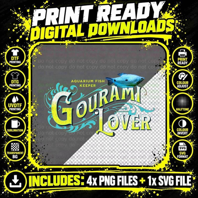 Gourami Fish Lover Aquarium Fishtank Gouramis Keepers Png SVG Digital Bundle