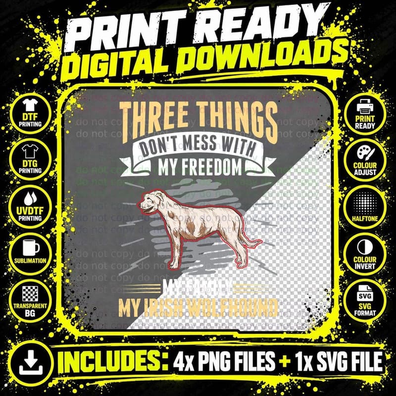 Irish Wolfhound Family Irish Greyhound T-Shirt Png SVG Digital Bundle