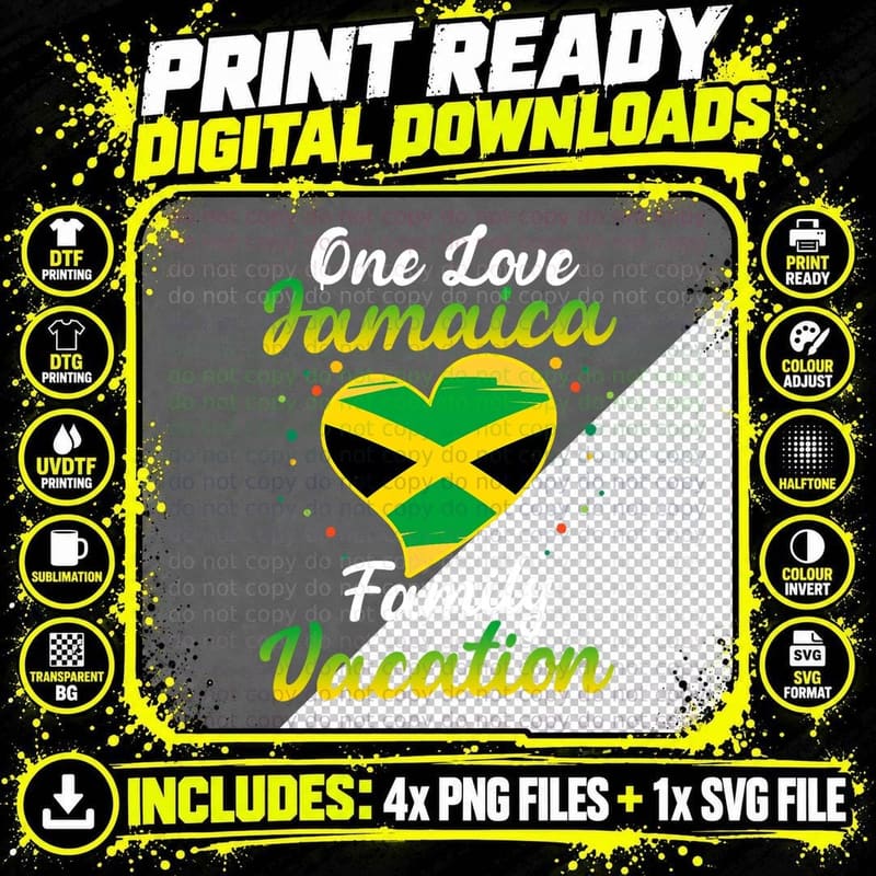 Jamaica Family Vacations Matching Squad Jamaican Flag Png SVG Digital Bundle