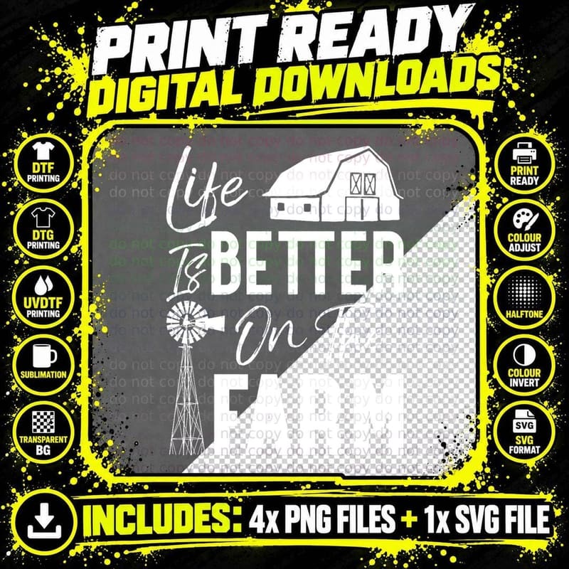 Life Is Better on the Farm T-Shirt Png SVG Digital Bundle