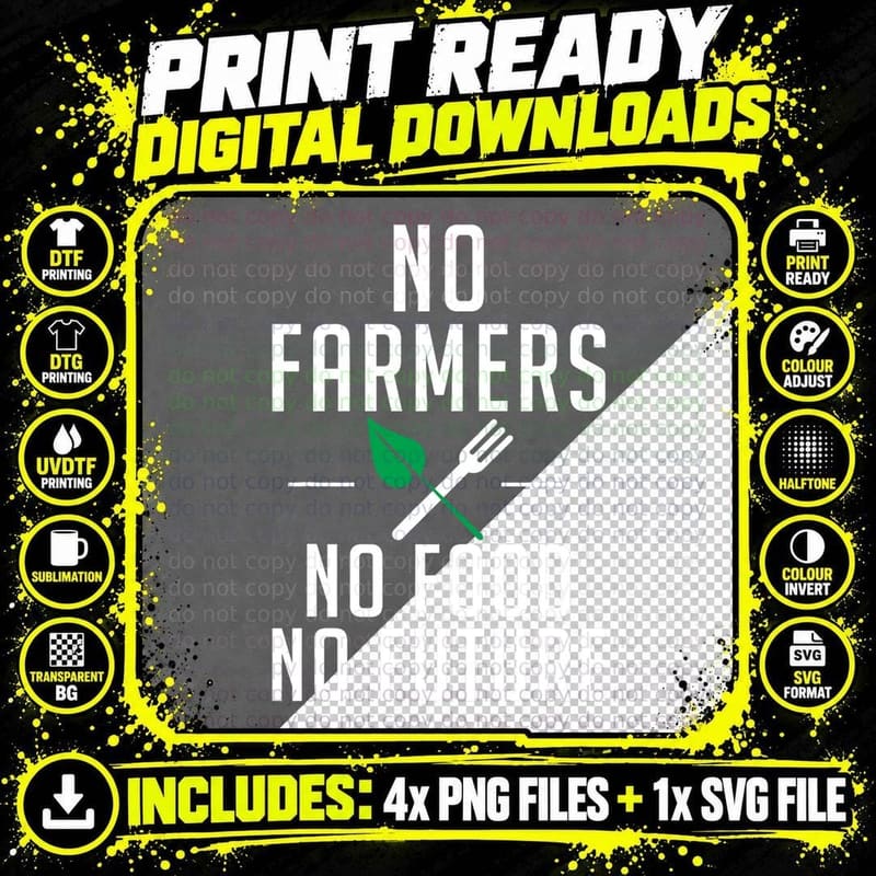 No Farmers No Food No Future Farm Lover Farming T-Shirt Png SVG Digital Bundle