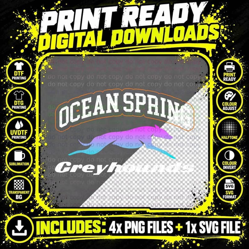 Ocean Spring Greyhounds Greyhound Lovers T-Shirt Png SVG Digital Bundle