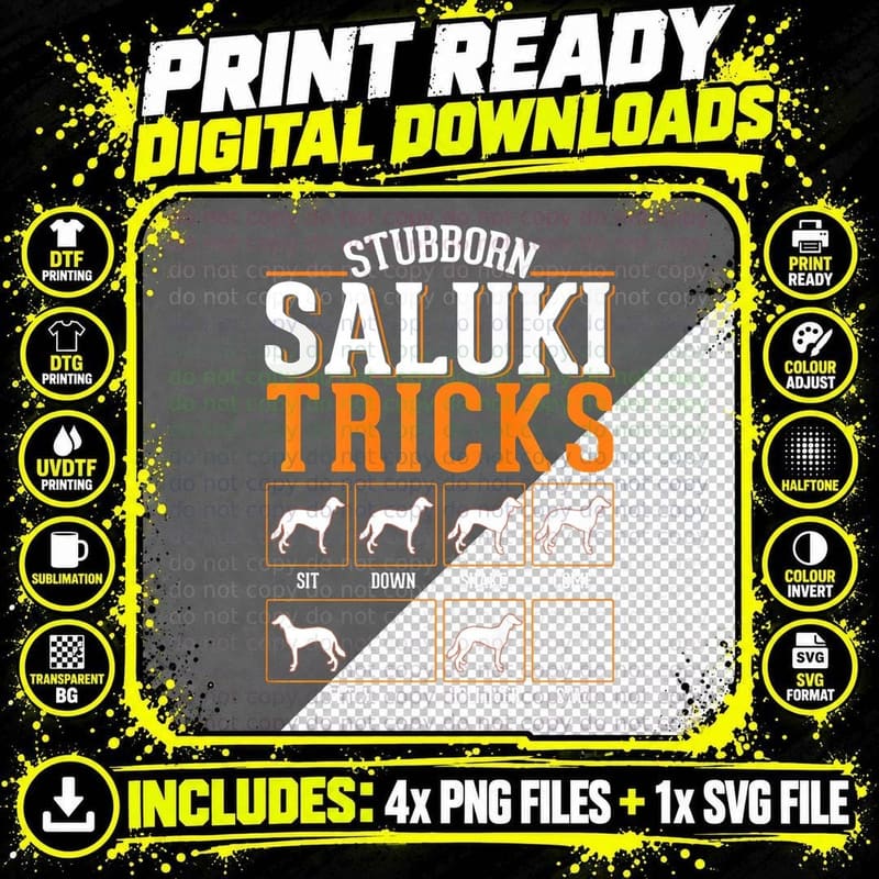 Saluki Tricks Long-Haired Greyhound T-Shirt Png SVG Digital Bundle