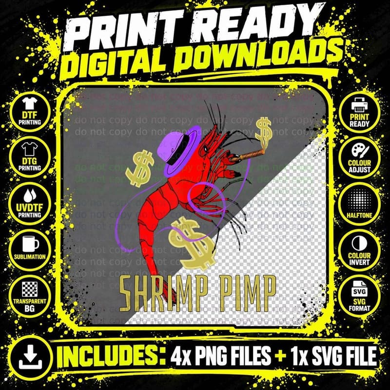 Shrimp Pimp Cherry Shrimp Neocaridina Aquarium Fish Gift Png SVG Digital Bundle