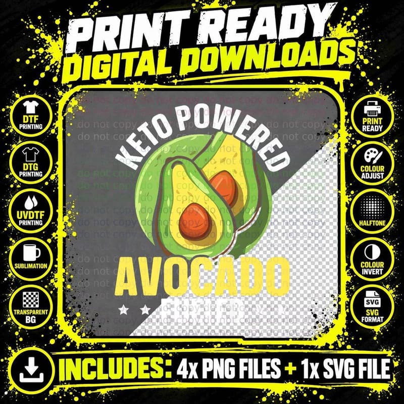 Avocado Keto Diet Fruit Guac Ketogenic Guacamole Lover Png SVG Digital Bundle