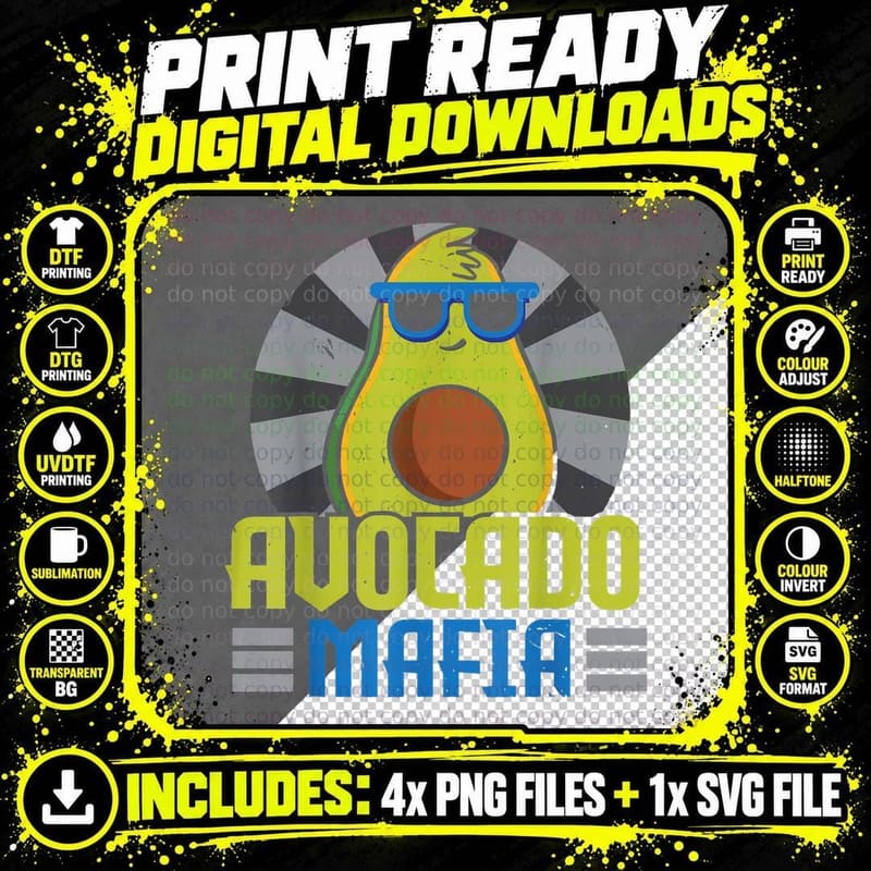 Avocado Mafia Avocado Lover Guac Guacamole Keto T-Shirt Png SVG Digital Bundle