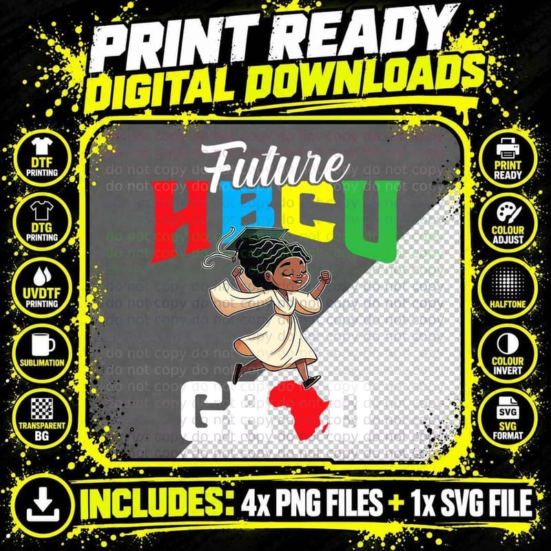 Future HBCU Grad History Black College Youth Kids Girl Png SVG Digital Bundle