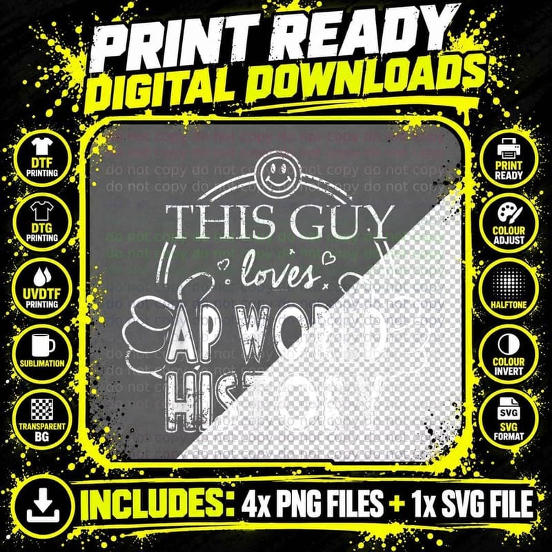 Guy Loves AP World History Gift New World History T-Shirt Png SVG Digital Bundle