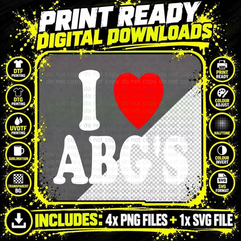 I Heart (Love) Abg's Asian Girl ABG Boba Baddies Bubble Png SVG Digital Bundle