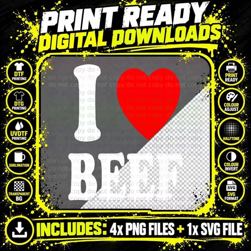 I Heart (Love) Beef Carnivore Keto Meat Low Carb Png SVG Digital Bundle