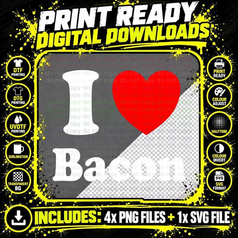 I Heart Bacon I Love Bacon Pullover Hoodie T-Shirt Png SVG Digital Bundle