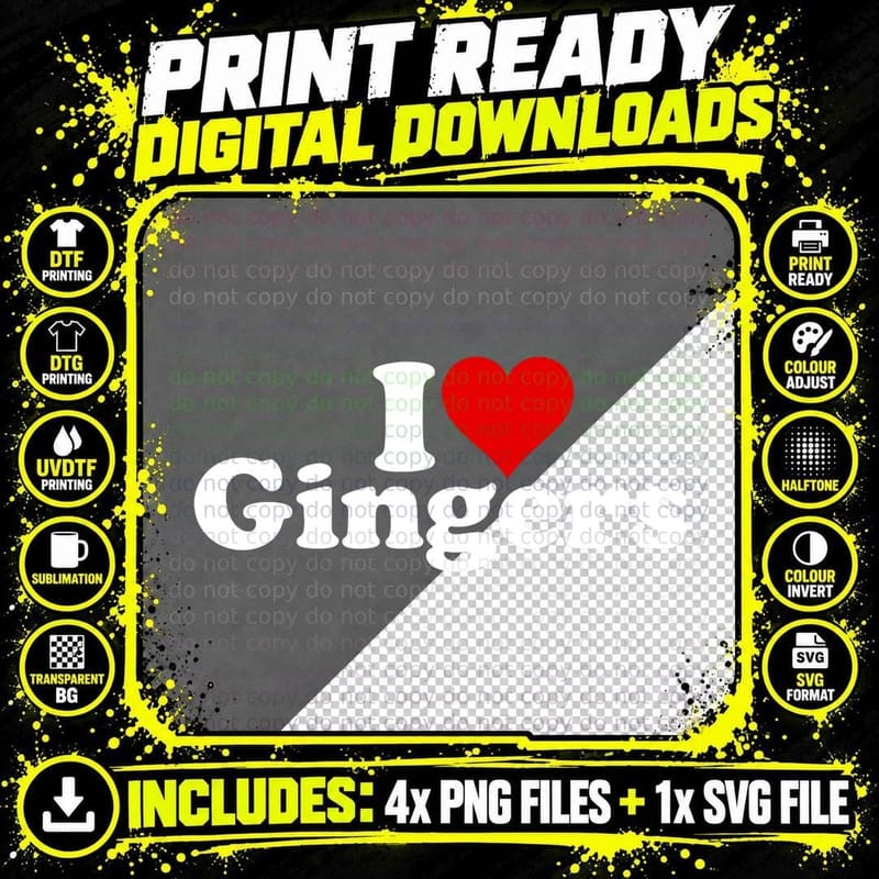 I LOVE HEART Gingers Redheads RED HAIR Pullover Hoodie Png SVG Digital Bundle