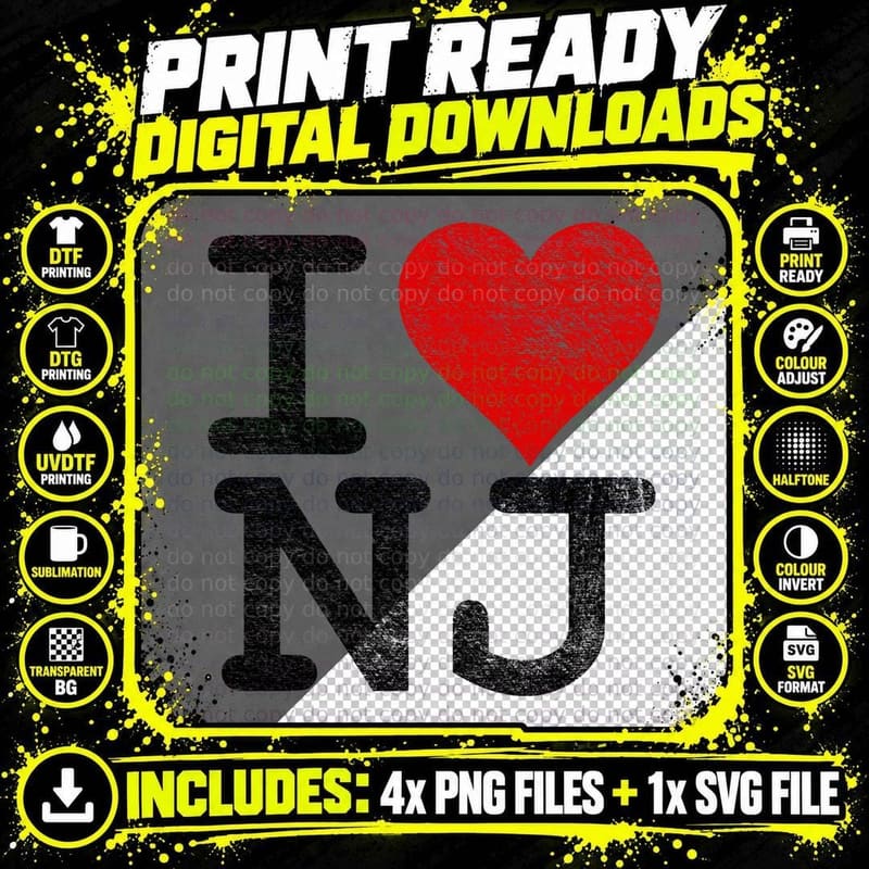I LOVE NEW Jersey I HEART NJ Pullover Hoodie T-Shirt Png SVG Digital Bundle